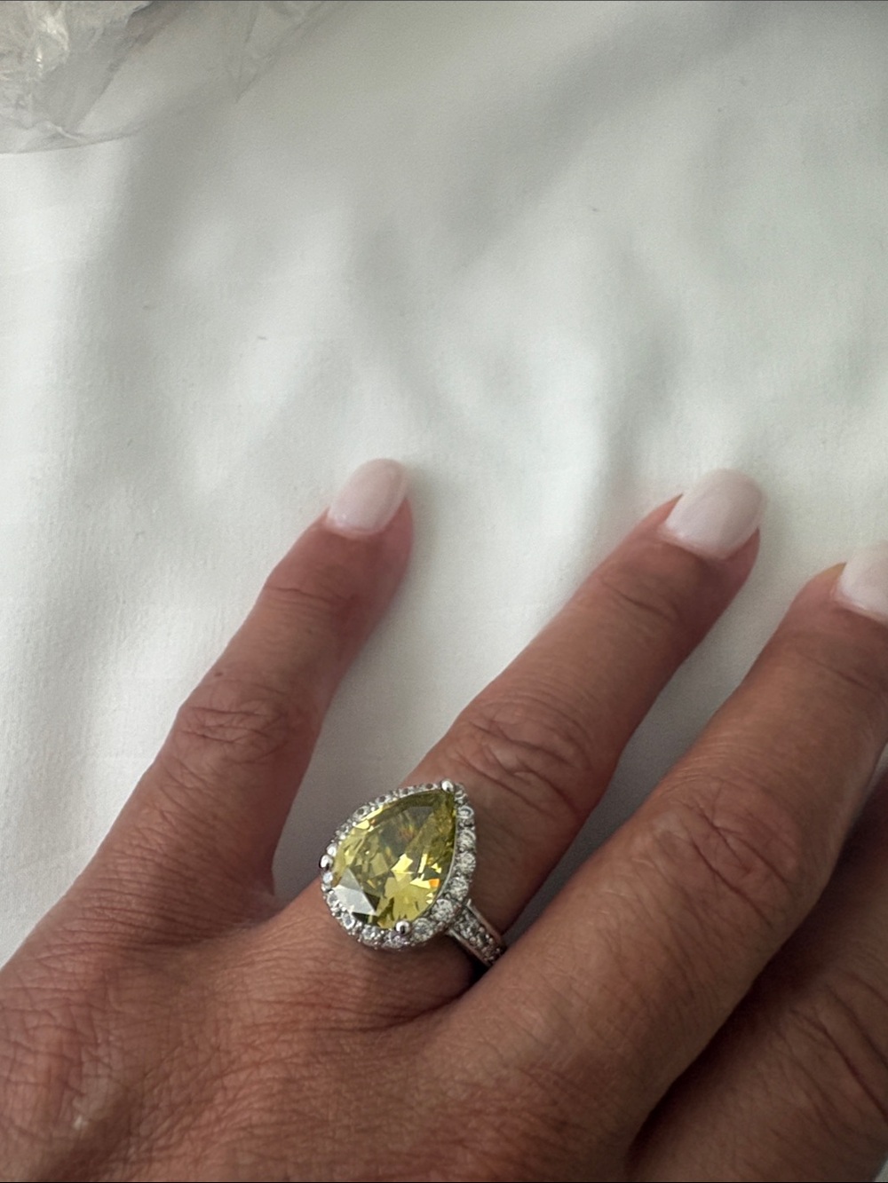 Yellow Pear-Cut Halo Engagement Ring - Women Jewelry